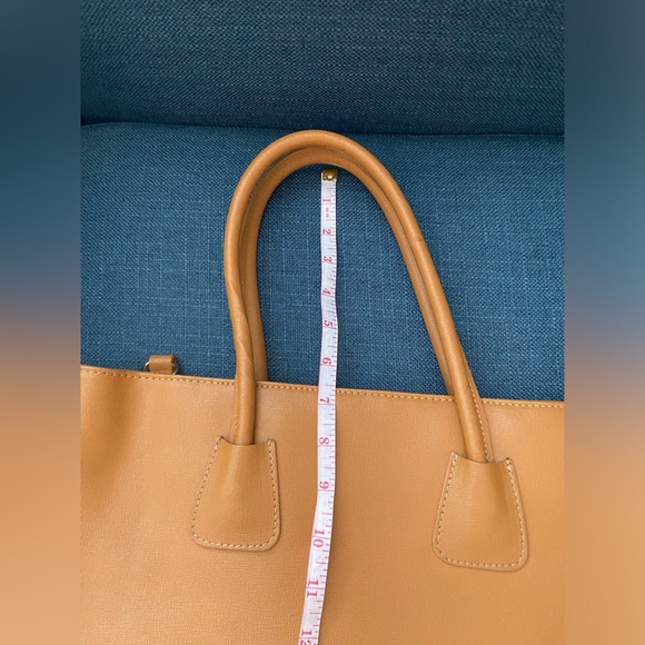 Dorse In Pelle Leather Camel Tote Bag Round Handles & Crossbody Strap Gold - Picture 15 of 17